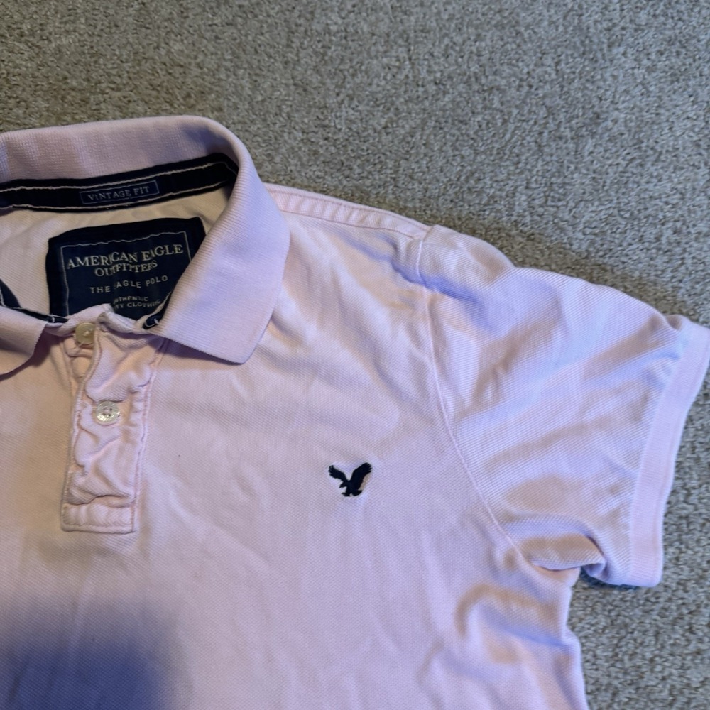 American Eagle Men's Polo Shirt Size Small Vintage Fit Pink Short Sleeve Casual - Picture 2 of 5